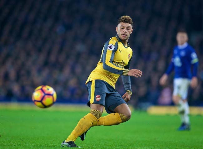 Alex Chamberlain in an away premier league match against Everton at the Goodison Park Alex Chamberlain in an away premier league match against Everton at the Goodison Park